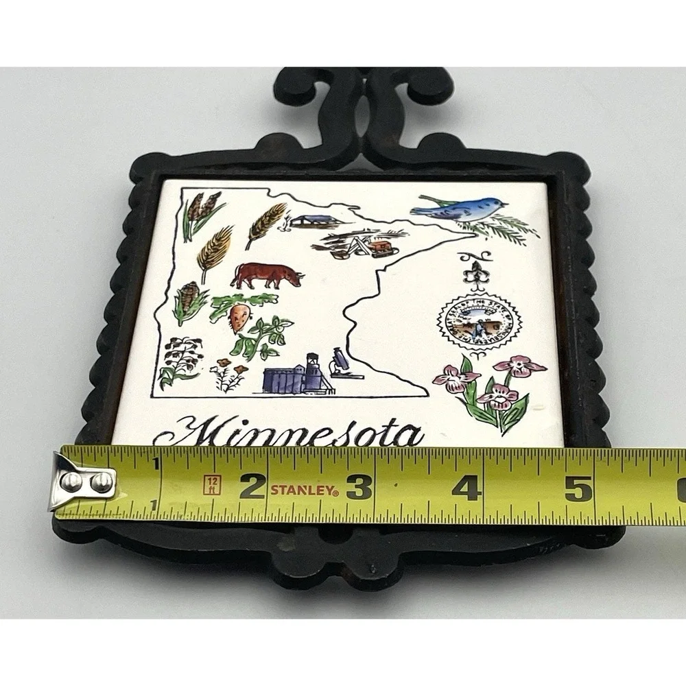 Vintage 1970s Minnesota State Souvenir Tile Wall Hanging Trivet Enesco Japan‎
